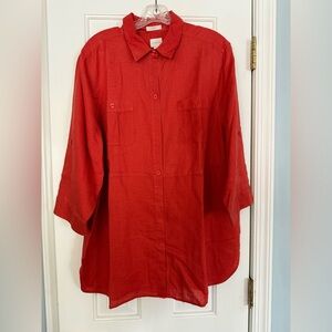Chico's Bright Coral-Red Button Shirt
